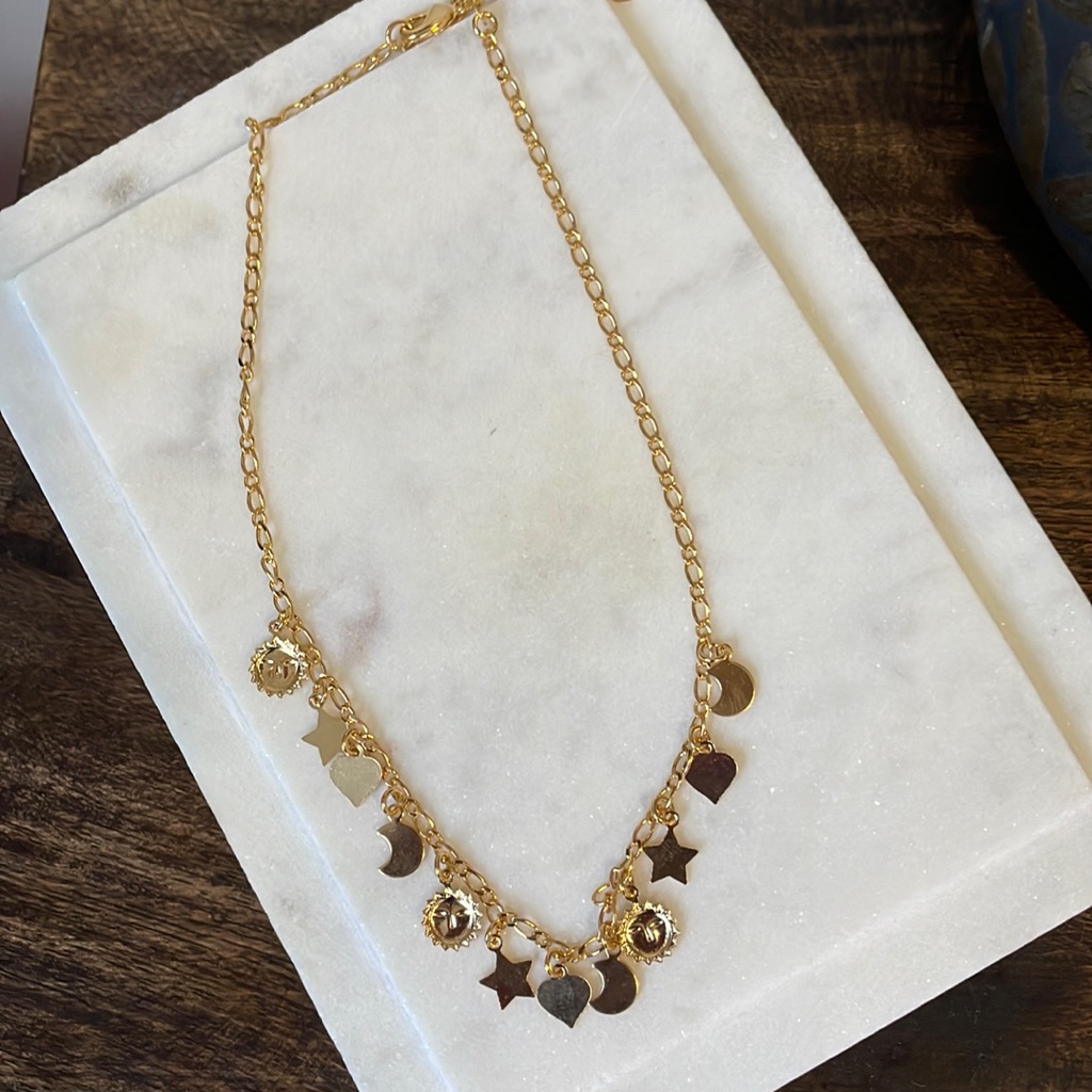 Nordstrom Gold Plated Charms Chocker New!